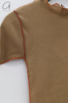 BASERANGE Textured T-Shirt Portugal BAS-TTVN-RB-AU24-FCZ Emerald Brown (Orange)
